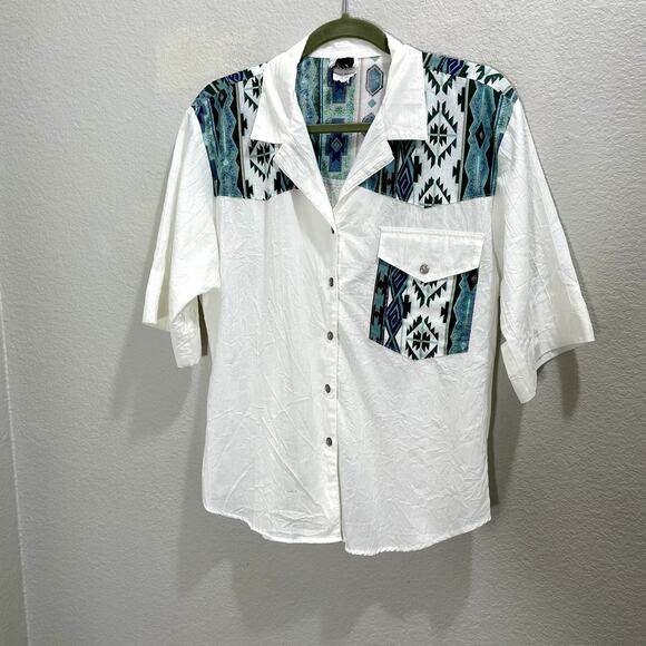 Vintage 90s Women's Pearl Snap Western Shirt - Size Large - Picture 9 of 9